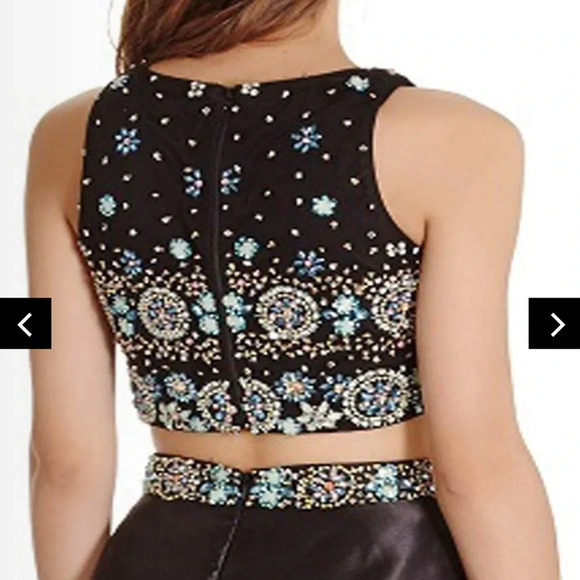 Jovani 2 Piece Black Beaded Mini Skirt Homecoming Dress Size 6 - Picture 2 of 11